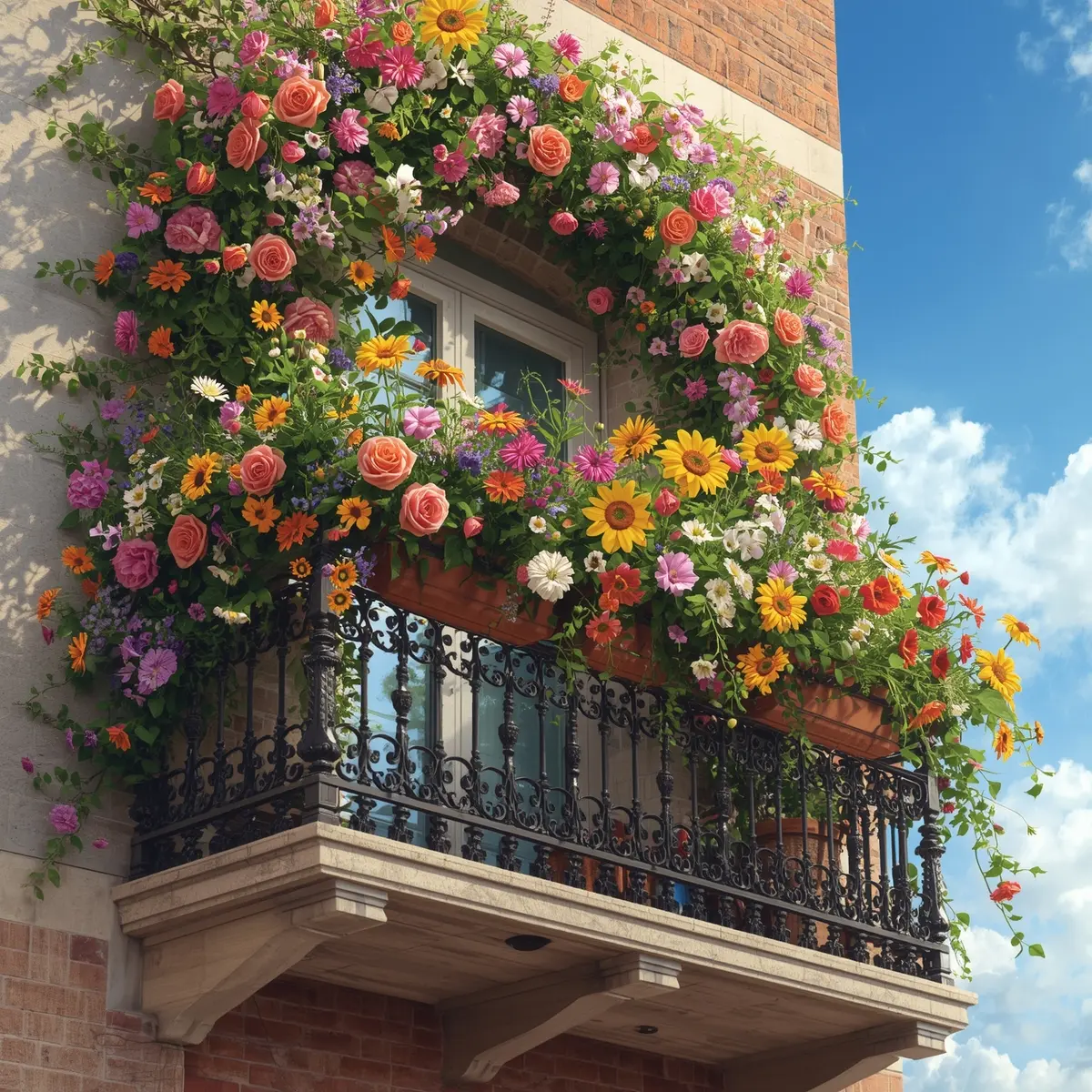 Decoración floral para balcón